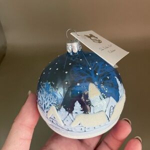 VTG "The Golden Bell Collection" Handmade Winter Glass Christmas Ornament Czech